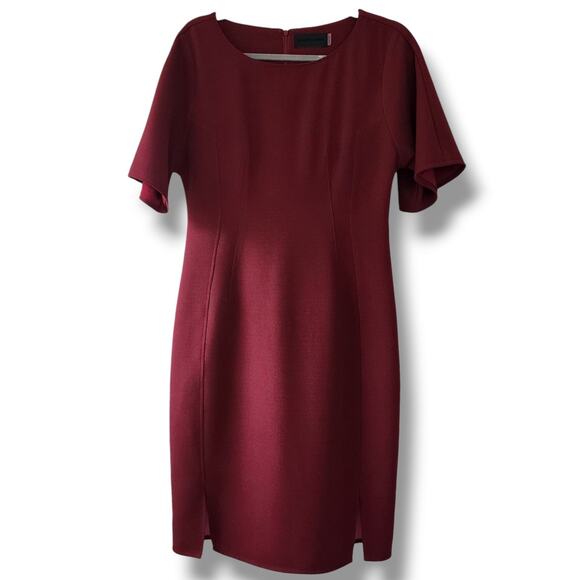 Blaque Label Dresses & Skirts - Blaque Label Sheath Dress L Fit Better M Cocktail Classic Modest $168 Dark Red